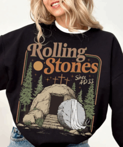 Rolling Christian Sweatshirt, Trendy Stones Pullover, Jesus Christ Sweater, Christmas Gift, Bible Faith Based Graphic Music Lover Rock & Roll
