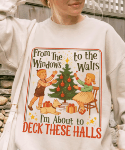 Funny Christmas Sweatshirt, Deck the Halls, Retro Xmas Sweater
