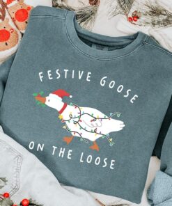 Funny Christmas Goose Shirt, Festive Goose on the Loose Shirt, Merry Christmas Shirt, Retro Christmas Shirt