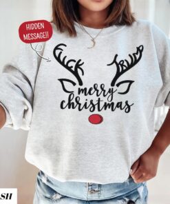 Subtle Anti Trump Christmas Raindeer Sweatshirt, Funny FDT Shirt, Fuck Trump Xmas Sweater, Protest Maga Hidden Message Anti Trump Sweatshirt