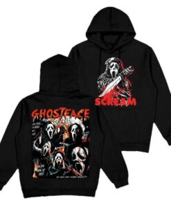 Ghostface Hoodie, Sweatshirt, T-Shirt, Horror Movie Merch, Halloween Horror Characters Hoodie, Men Halloween Scary Pullover Sweatshirt