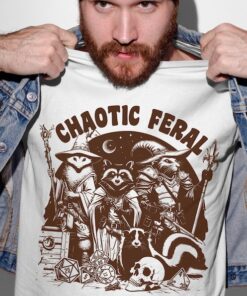 DND ALIGNMENT SHIRT: Chaotic Feral, dnd shirt, dungeons and dragons shirt d&d merch, neutral, lawful, racoon opossum skunk trash familiar