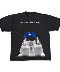 Kike Hernandez Back to Back World Series Champs 2025 Middle Finger Baseball Vintage Look Oversized Boxy T Shirt