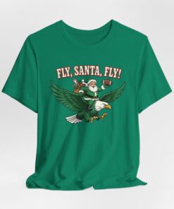 Fly Santa Fly Christmas T-Shirt, Santa Football Tee, Unique Holiday Sports Shirt, Festive Game Day Gift Unisex Tee