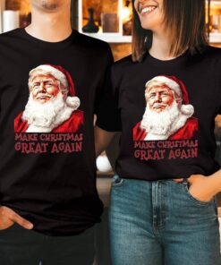 Make Christmas Great Again Donald Trump 2025 Shirt - MAGA I Will be Home for Christmas Vibes Xmas Funny Santa Hat Tshirt
