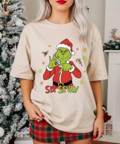 Grinch Christmas Shirt, 67 Trend Tee, Six Seven Meme Xmas Pullover, Gen Z Viral Funny Tee, Kids Holiday Tee