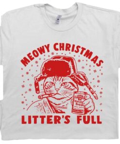 Litters Full Shirt Funny Christmas Cat T Shirt for Men Women Cousin Eddie Shitters Full Christmas Vacation Tee Save the Neck for Me Clark