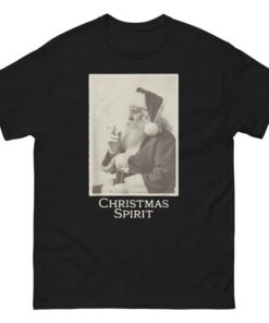 Vintage Smoking Santa Tee,Funny Christmas Spirit Retro Holiday Shirt