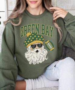 Green Bay Football Santa Shirt, Packers Christmas Gift for Him, Game Day Fan Sweatshirt
