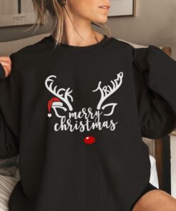 Subtle Anti Trump Merry Christmas Raindeer Sweatshirt, Fuck Trump Xmas Sweater, Protest Maga Shirt, Anti Trump Shirt, Funny Political Tee