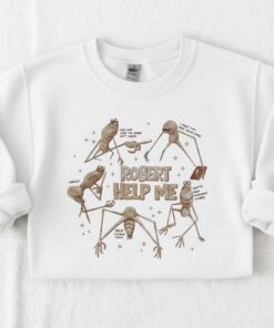 EMBROIDERED Marcus The Worm Sweatshirt, Robert Help Crewneck, The Worm Meme Gift for Him, Trending Brain Rot Hoodie