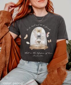 Frankenstein Mary Shelley Goth Bride Tee, Dark Academia Romance Butterfly Love Letter Horror Movie Film Bookish Christmas 2025