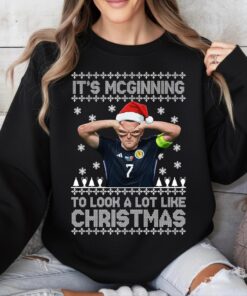It's McGinning To Look A Lot Like Christmas Jumper, Funny Football Ugly Christmas Sweatshirt, Scotland Fan Gift, Soccer Xmas Gift Top