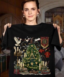 Hogwarts Christmas Tree Shirt, Magical Holiday Sweatshirt, Wizard Gifts for Potter Fans, Cozy Xmas Top for Book Lovers, HP Holiday Hoodie