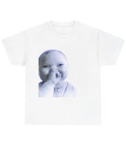 Viral AI Baby Laughing Meme Shirt, Tuff “Holding Back a Laugh” Tee, Funny Trend Y2K Streetwear Niche Baby Graphic T-Shirt