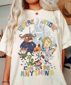 Disney's Zootopia 2 Anyone Can Be Anything T-Shirt, Judy Hopps & Nick Wilde Shirt, Zootropolis Disney Tee, Disneyland Family 2025 Trip Top