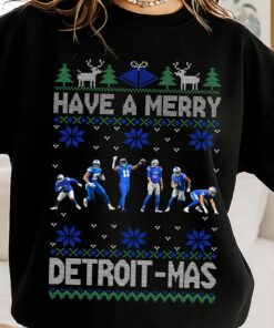 Have A Merry Detroit Football T-Shirt, Christmas Game Day Shirt, Football Season Tee, Trendy Fan Gift, Football Crewneck, Detroit Football Top