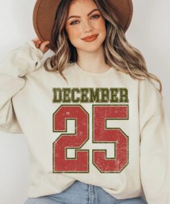 Retro Christmas December 25 Sweatshirt, Women's Christmas Sweater, Christmas Gift, Winter Hoodie, Festive Xmas Gift
