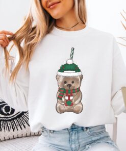 Christmas Bear Barista Coffee Sweathirt, Holiday Caffeinated Drink Shirt, Merry Trendy Gift