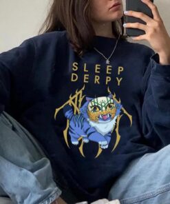 Sleepderrpy Cute Cat Retro Anime Rock Parody Graphic Tee, Funny Music Character Shirt, Vintage Style T-Shirt, Hoodie and Sweatshirt, Gift for Fans