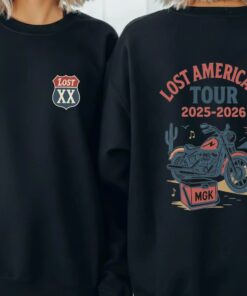 Lost Americana Tour 2025 2026 MGK Shirt, Vintage Motorcycle Graphic Crewneck, Unisex Music Tour Merch, Retro Biker Style Gift Tee