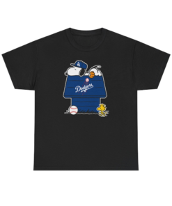 Snoopy and Woodstock Dodgers Dugout Tee, Retro Los Angeles Baseball Fan Shirt