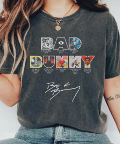 Bad Bunny All Albums & Tours T-Shirt 2016–2025, Music Fan Tee Sweatshirt Hoodie, Tour Merch Vintage Graphic Shirt, Fan Gift