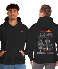 Red Bull Racing Hoodie, Formula Car Blueprint Graphic Unisex Pullover