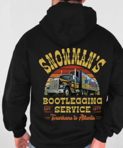 Snowman’s Bootlegging Service Truck Driver Hoodie, Smokey And The Bandit Truck T-Shirt, Retro Gift for Trucker Pullover, Movie Shirt