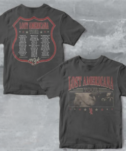 Machine Gun Kelly MGK Lost Americana Tour 2025 2026 Merch Smoking Photo With City List Vintage T Shirt, Sweatshirt & Hoodie