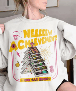 Dungeon Crawler Carl Book Christmas Tree Sweatshirt, New Achievement Crawler Crewneck, Fantasy Reader Gift Tee