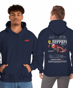 Italian Racing Heritage Hoodie | Ferrari Blueprint Car Sweatshirt | Speed Racing Fan Gift | Motorsport Streetwear Back Print