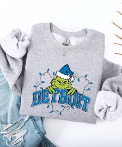 Detroit Football Christmas Shirt, Grinch Detroit Sweatshirt, Blue Lion Inspired Holiday Hoodie, Game Day Gift for Detroit Fans