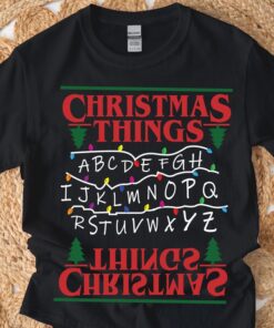 Christmas tree Tshirt, Christmas lights Tshirt, Merry Christmas Tshirt, Christmas Things Shirt, Alphabet Lights Tee