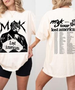 Machine Gun Kelly Lost American Tour 2026 2 Sided Shirt, MGK Lost Americana Tour Dates Youth Shirt, Wiz Khalifa Concert Merch
