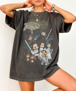Retro Disney Star Wars Shirt, Retro Mickey and Friends Jedi Tee, Family Vacation Outfit, Sci-Fi Cartoon Graphic T-Shirt, Gift for Disney Fans