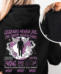 Juice WRLD Hoodie, Juice WRLD Shirt, 999 Angel Sweatshirt, Legends Never Die Tee, Sad Rap Aesthetic T-Shirt, Purple Streetwear Top