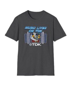 Music lives on Retro Boombox | TDK Graphic T-Shirt | Tape Deck Graphics Stranger Meme