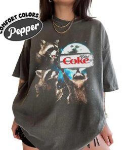 Three Raccoons Diet Coke Vintage T-Shirt, Funny Meme Genz Dank Raccoons, Gifts, Unisex Tee, Top Menswear Underwear Crewneck