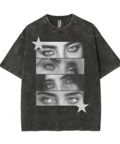 Aesthetic Eyes Graphic Tee, Mysterious Face Collage Shirt, Retro Grunge Art T-Shirt, Unisex Streetwear Top