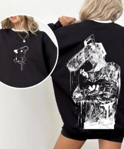 Chainsaw Man Shirt, Denji and Cat T-Shirt, Pochita Minimalist Tee, Anime Merch, Japanese Manga Sweatshirt, Cool Oversized Graphic Hoodie