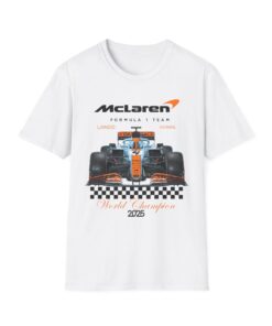 Lando Norris F1 World Champion 2025 T-Shirt, McLaren Race Car, Checkered Flag