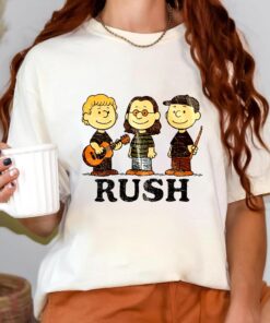 Rush x Peanuts Retro T-Shirt, Geddy Lee Shirt, Alex Lifeson & Neil Peart Rock Band Tee