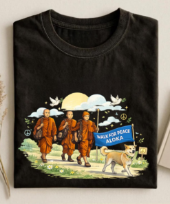 Walk for Peace Monks with Aloka Dog T-Shirt