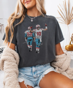 Drake Maye & Tom With Signature Fan T-Shirt, Vintage Game Day Tee, Pats Lover Gift, Sports Dad Shirt, Superhero Top