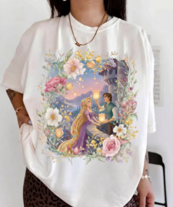 Retro Vintage Disney Tangled Rapunzel Floral T-Shirt, Princess Rapunzel Flynn Rider, Disney Princess Shirt, Lost Princess Tee