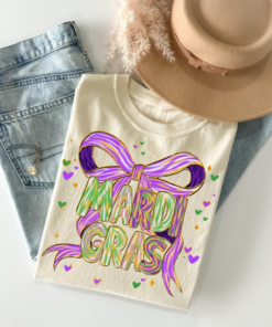 Mardi Gras Bow T-Shirt, Mardi Gras Festival Tee, Bow Mardi Gras Gift Shirt, Happy Mardi Gras, Mardi Gras Coquette