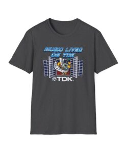 Music lives on Retro Boombox | TDK Graphic T-Shirt | Tape Deck Graphics Stranger Meme
