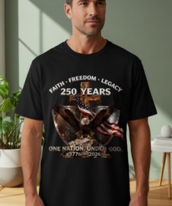 250th Anniversary T-Shirt, USA Semiquincentennial Tee, American Eagle Shirt, Patriotic Graphic Top, Faith Freedom Legacy