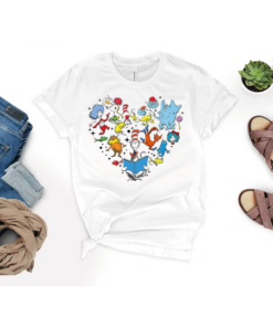 Dr. Seuss Heart T-Shirt, Book Lover Gift, Cat In The Hat Tee, Reading Teacher Shirt